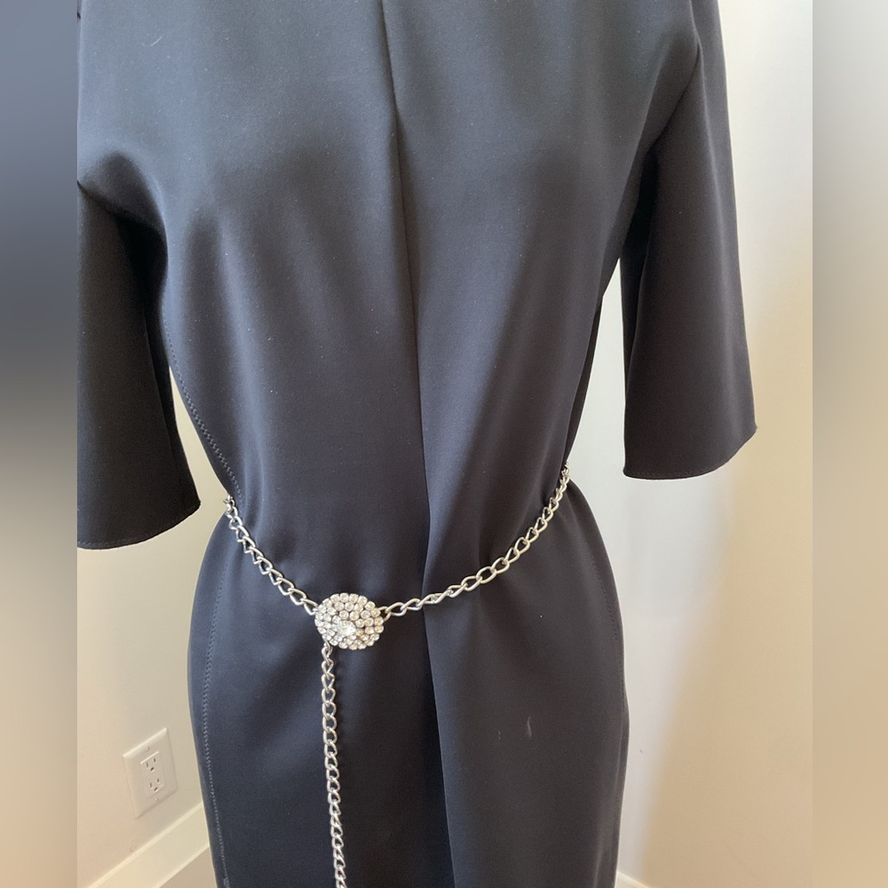 Elegant Silver Chain Belt with Crystal Accent